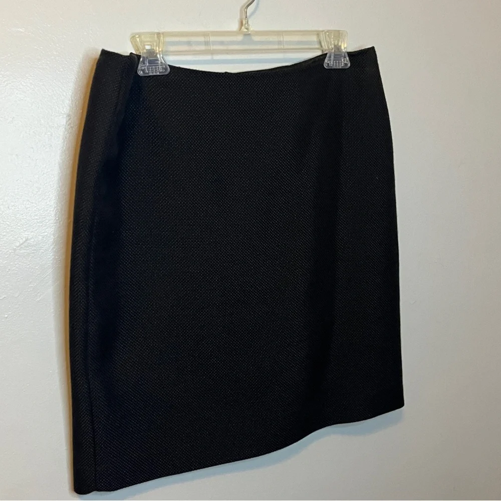 Anne Klein Black Textured Pencil Skirt 10P – Classic Lined Suit Skirt